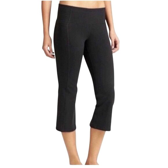 Athleta Yoga Straight Up Capri Pants 983309 Activewear Stretch Black Women M - Picture 1 of 12